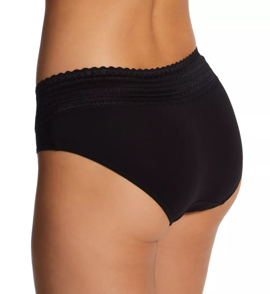 WARNER'S Women's Size 5 SMALL Cotton with Lace BLACK HI CUT BRIEF Panty  #RT2091P 