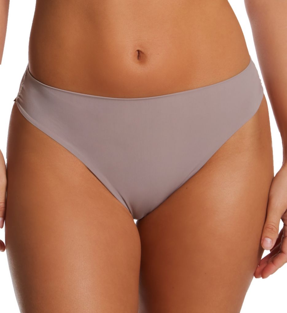 Microfiber High-Waist Thong With Logo Waistband