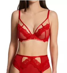 Maisie Lace Trim Balcony Bra Red 32C