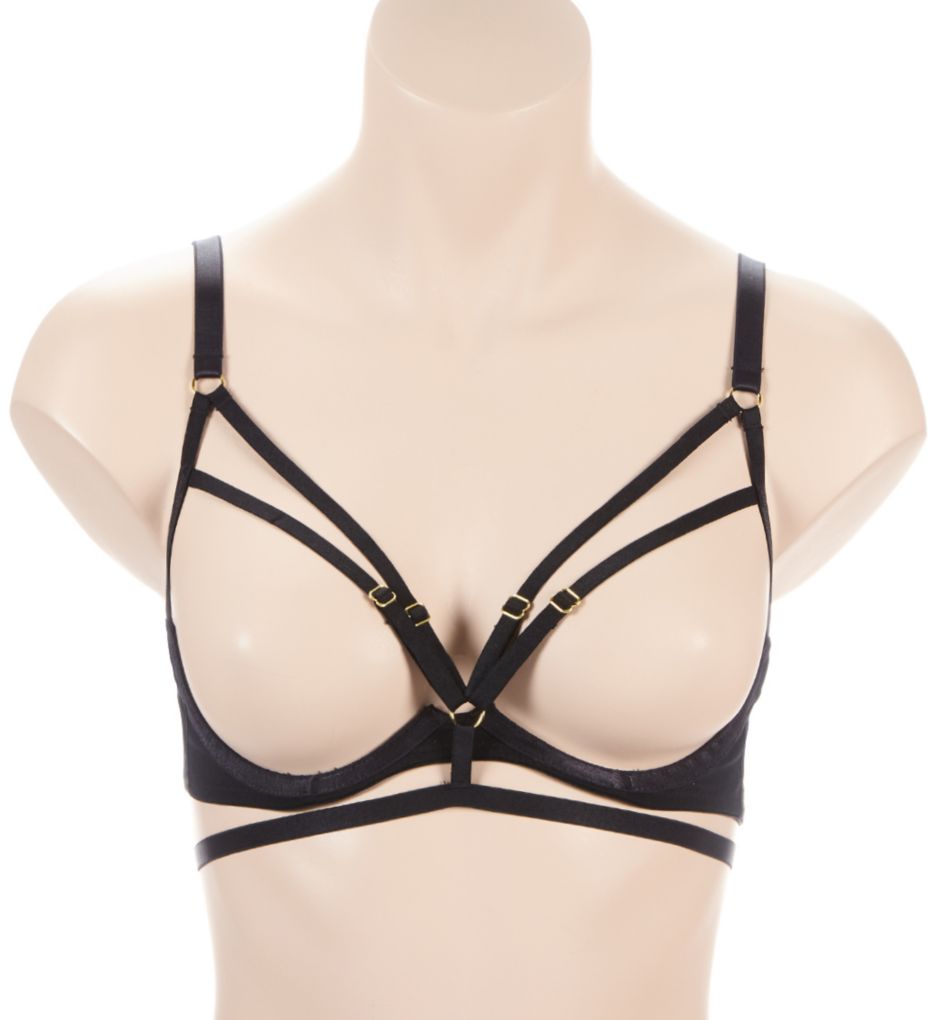 Wolf & Whistle strappy lace lingerie set in black