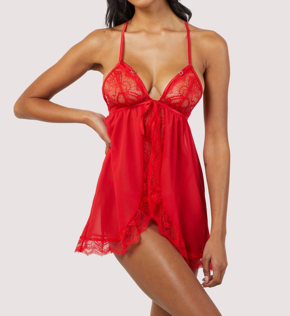 Red Lace Cup And Panel Satin Body, Lingerie