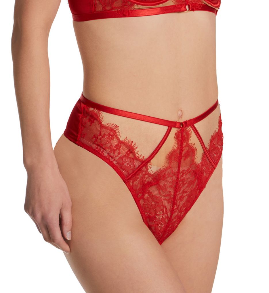 Wolf & Whistle Natalia Eyelash Lace Plunge Bra, Red