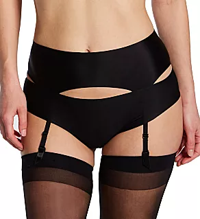Satin Stocking Belt Black L