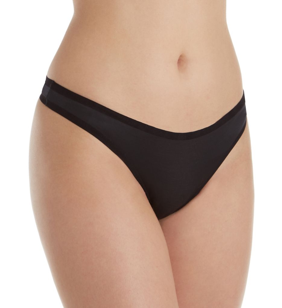 Wolford Women's Sheer Touch Flock String Thong Panty in Black | Size Small | HerRoom.com