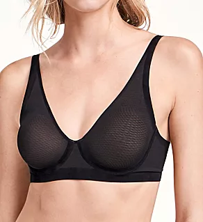 Tulle Flock Full Cup Underwire Bra Black 32B
