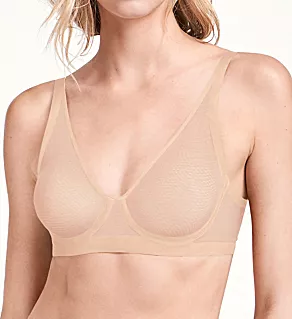 Tulle Flock Full Cup Underwire Bra Nude 34D
