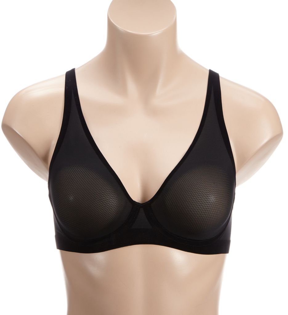 WOLFORD Velvet-trimmed stretch-tulle underwired bra