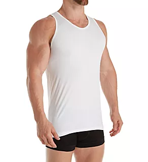 Pure Comfort Cotton Stretch Tank Wht 2XL