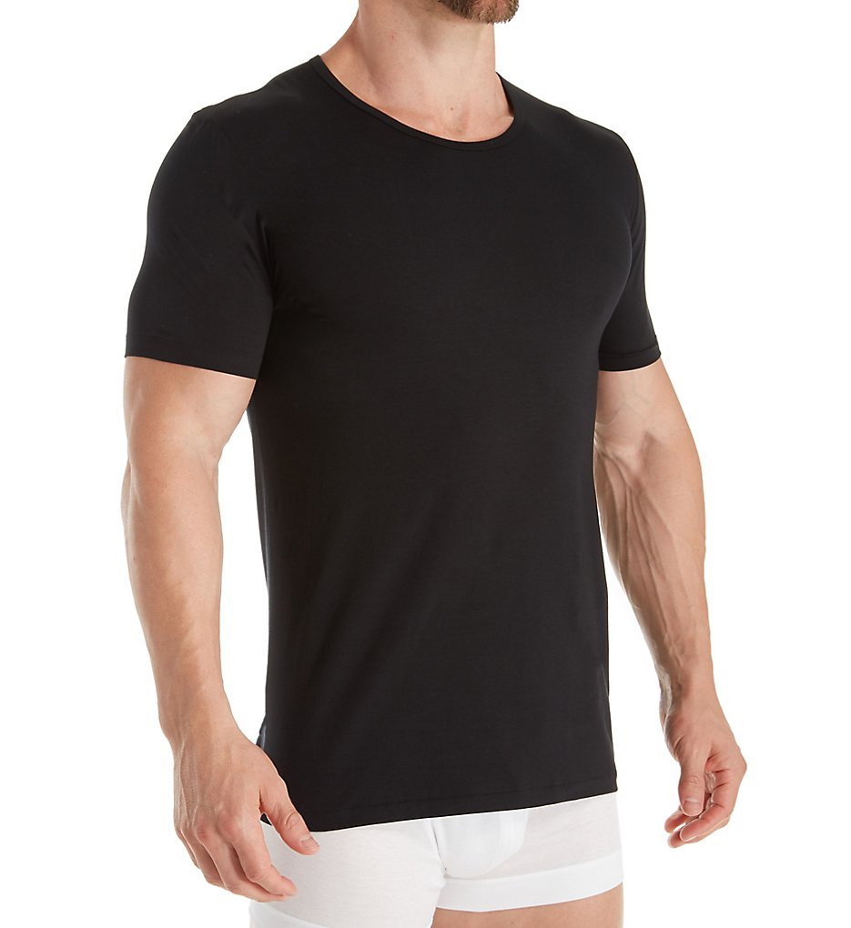 Zimmerli 1721461 Pure Comfort Cotton Stretch Crew Neck T-Shirt (Black)