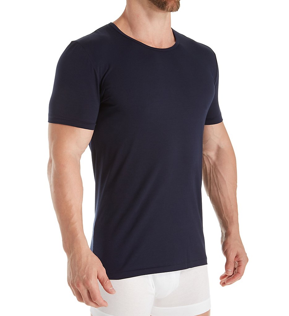 Zimmerli 1721461 Pure Comfort Cotton Stretch Crew Neck T-Shirt (Navy)
