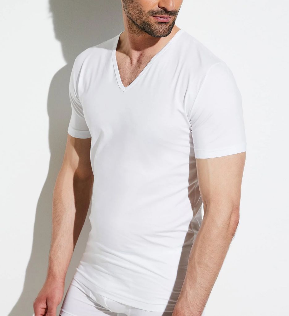 Pure Comfort Cotton Stretch V Neck T-Shirt by Zimmerli