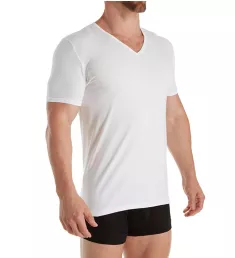 Pure Comfort Cotton Stretch V Neck T-Shirt Wht S