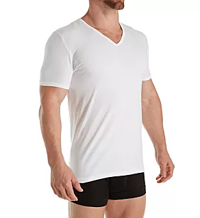 Pure Comfort Cotton Stretch V Neck T-Shirt Wht 2XL