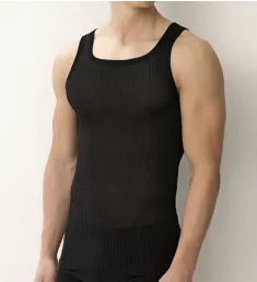 Richelieu Cotton Ribbed Tank Top Black M