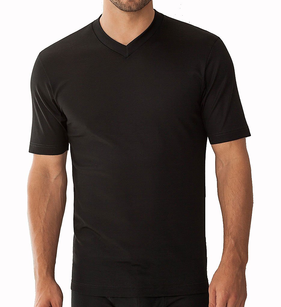 Zimmerli 2205124 Business Class V- Neck T-Shirt (Black)
