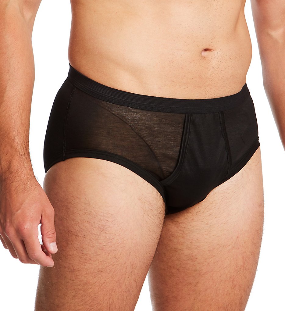 Zimmerli 2528406 Royal Classic Open Fly Briefs (Black)