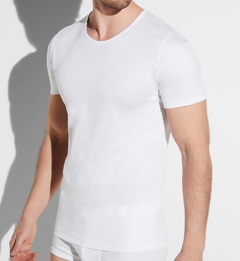 Zimmerli 2861441 Sea Island Luxury Cotton Crew Neck T-Shirt (White)