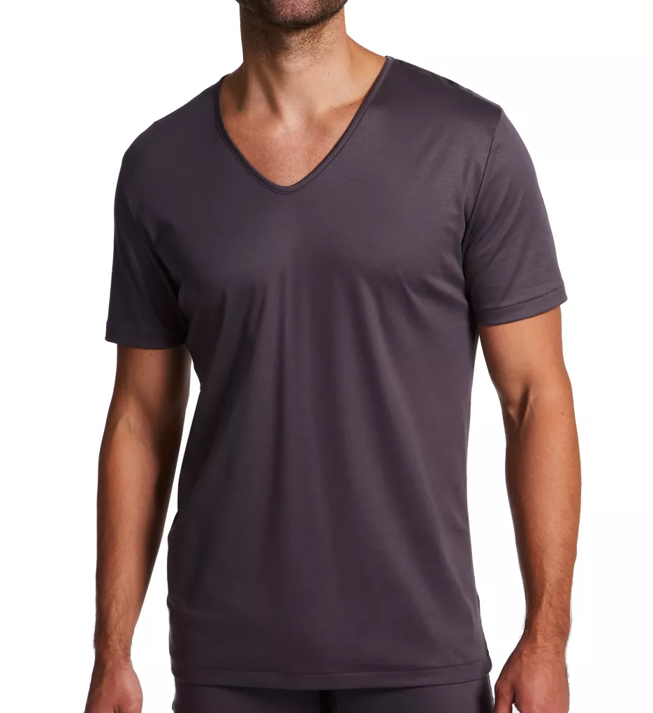 Sea Island Luxury Cotton V Neck T-Shirt Dark Grey L