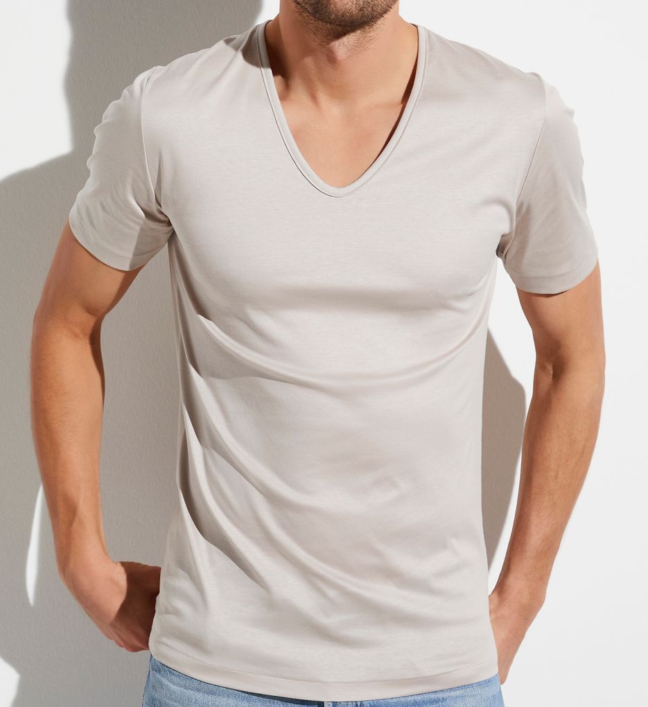 Image of Sea Island Luxury Cotton V Neck T-Shirt