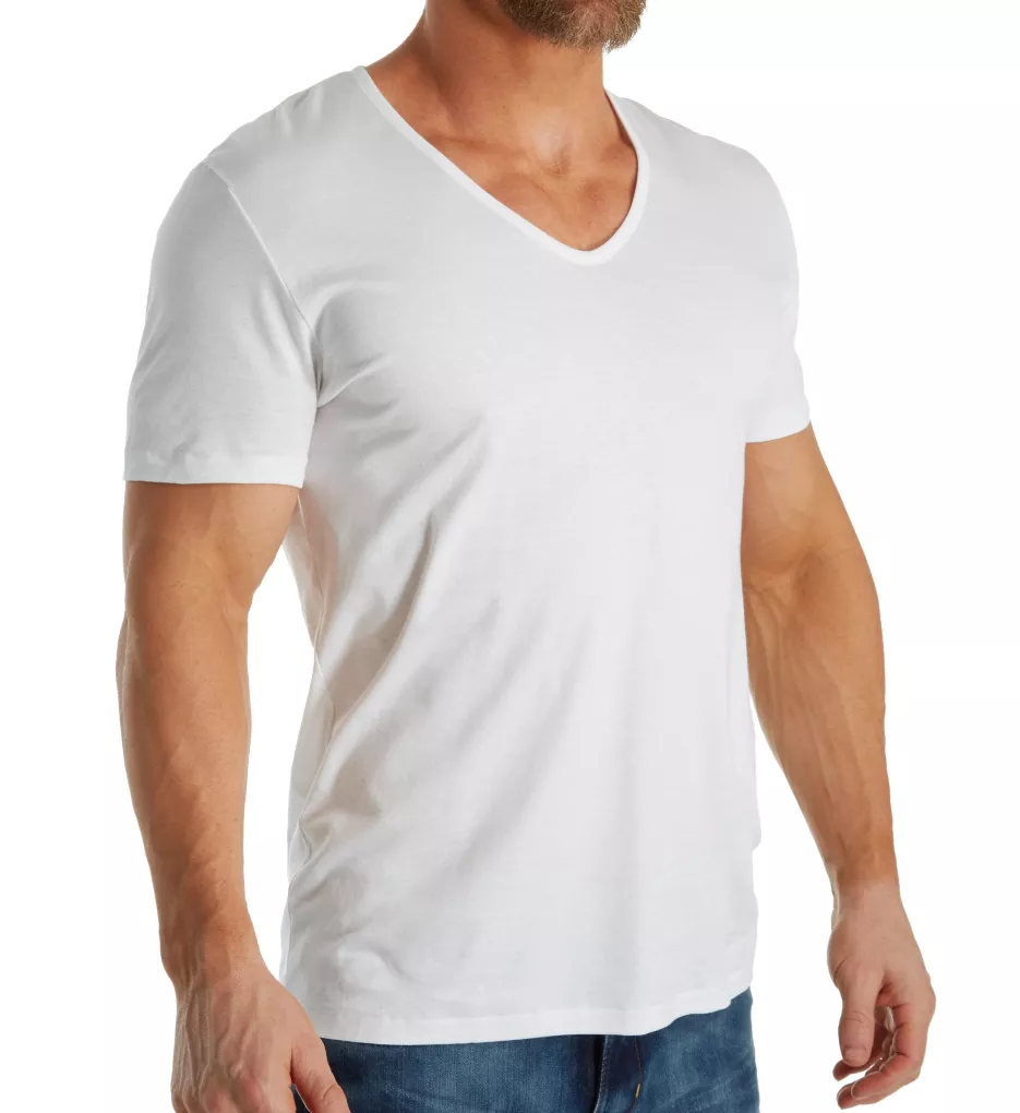 Sea Island Luxury Cotton V Neck T-Shirt WHT S