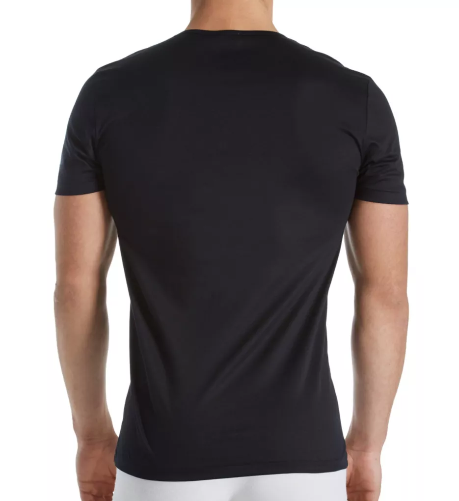 Sea Island Luxury Cotton V Neck T-Shirt BLK S