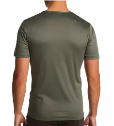 Sea Island Luxury Cotton V Neck T-Shirt Dark Sage M