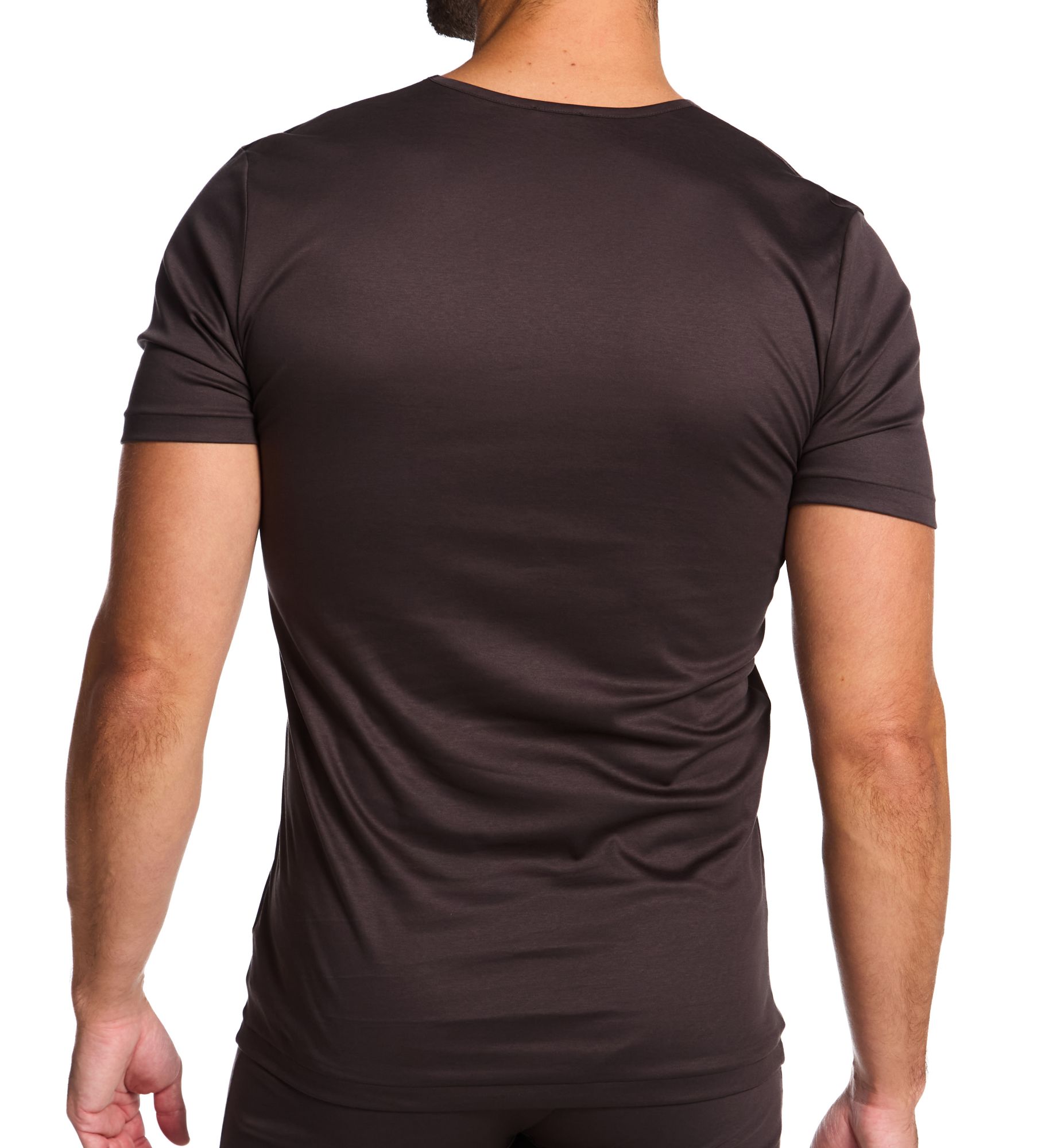 Zimmerli Sea Island Luxury Cotton V Neck T-Shirt Espresso S  - Image 2