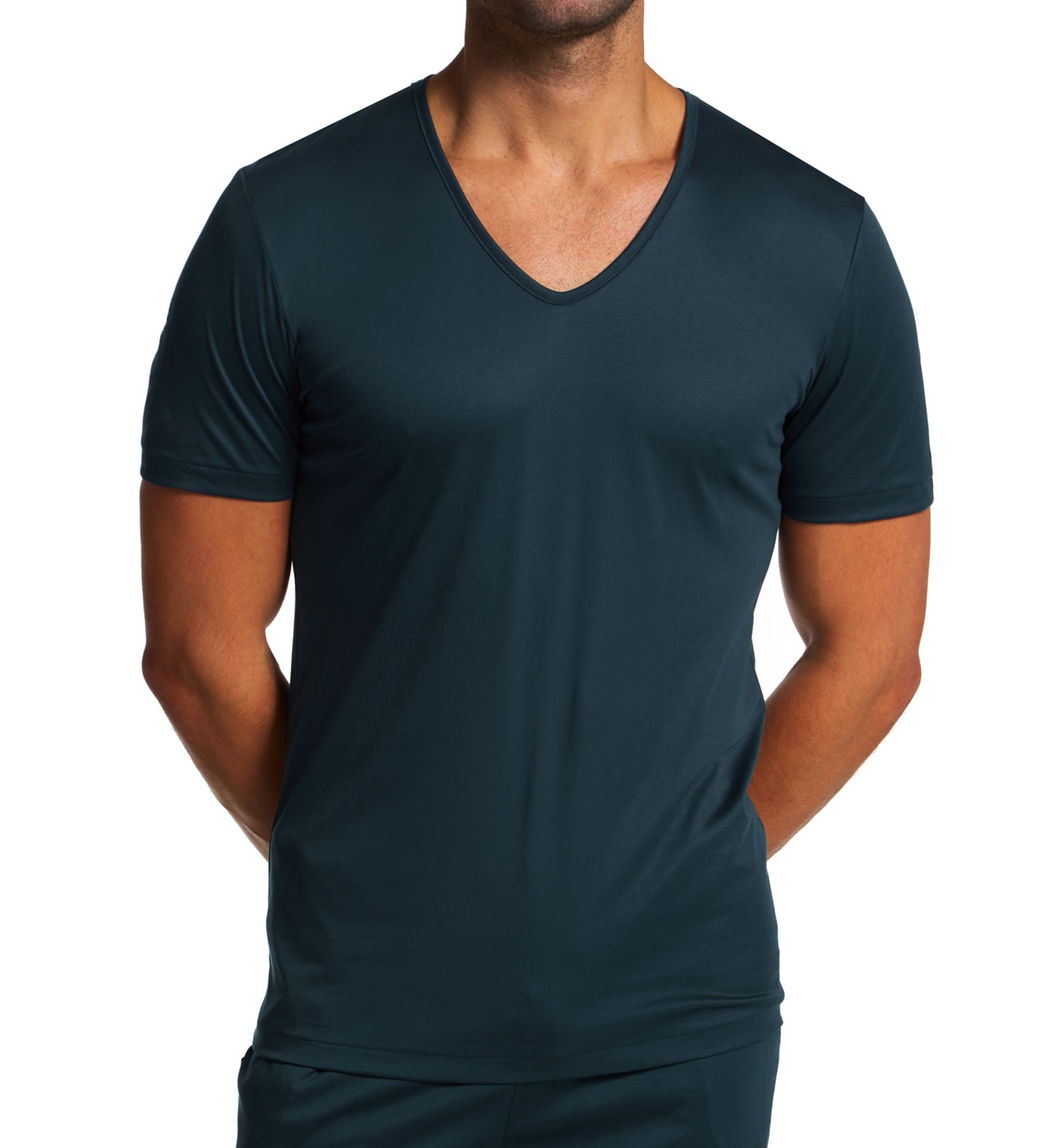 Zimmerli Sea Island Luxury Cotton V Neck T-Shirt Midnight Navy 2XL  - Image 1