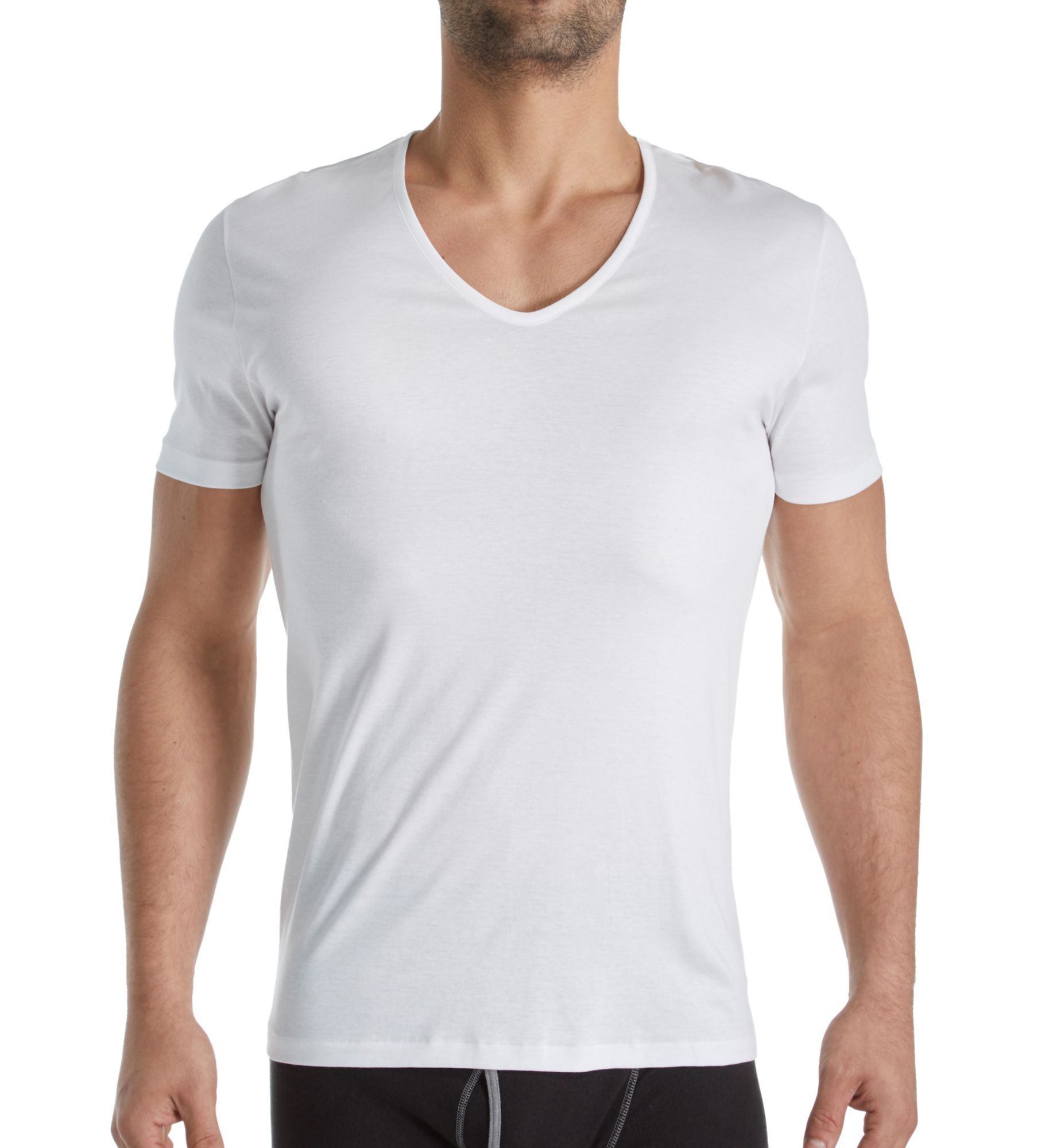 Zimmerli Sea Island Luxury Cotton V Neck T-Shirt WHT S  - Image 1