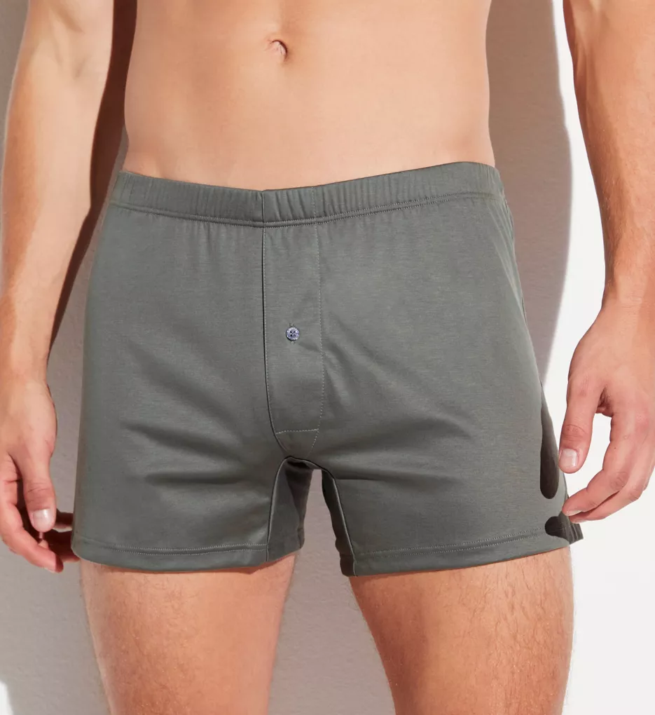 Sea Island Luxury Cotton Boxer Brief Dark Sage 2XL