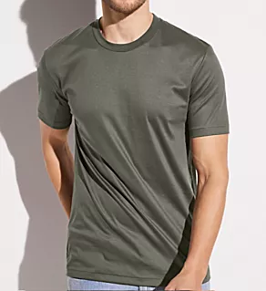 Sea Island Luxury Cotton Wide Crew Neck T-Shirt Dark Sage XL