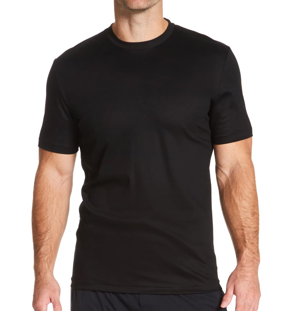 Sea Island Luxury Cotton Wide Crew Neck T-Shirt BLK M by Zimmerli