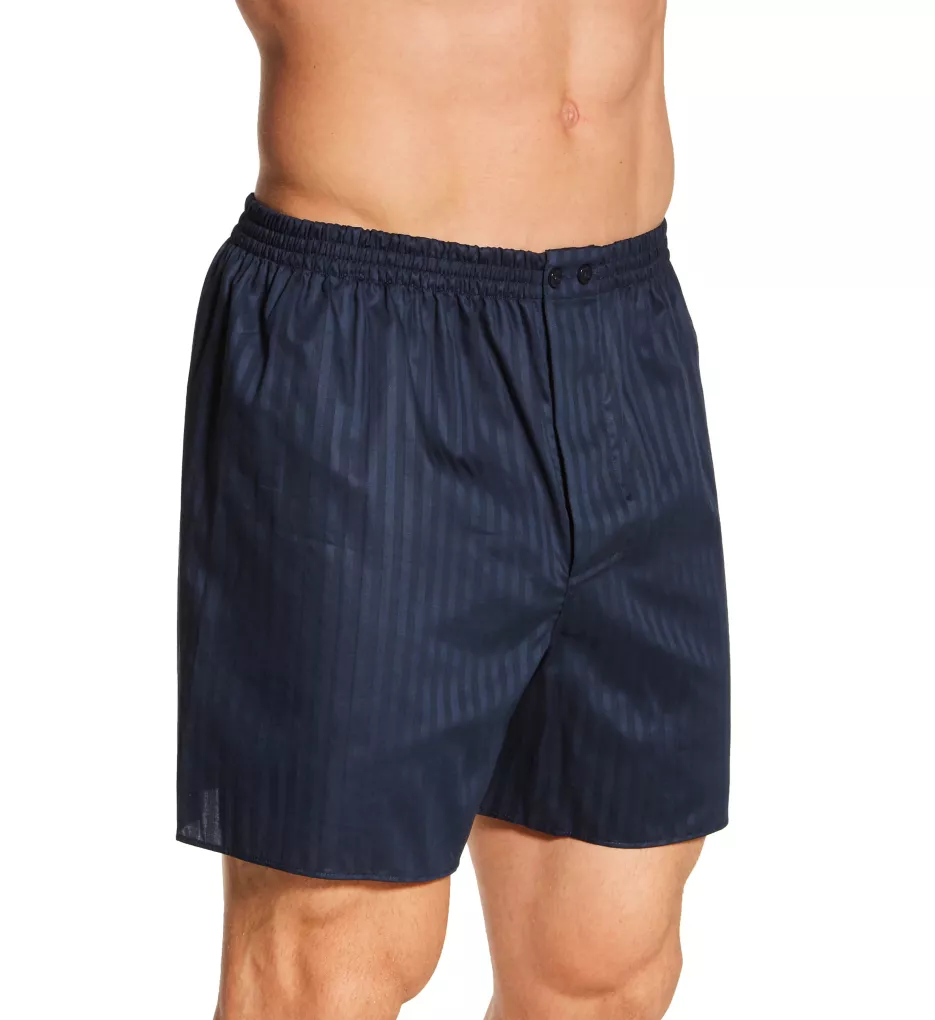 Cotton Woven Stripe Button Fly Boxer NAV 2XL