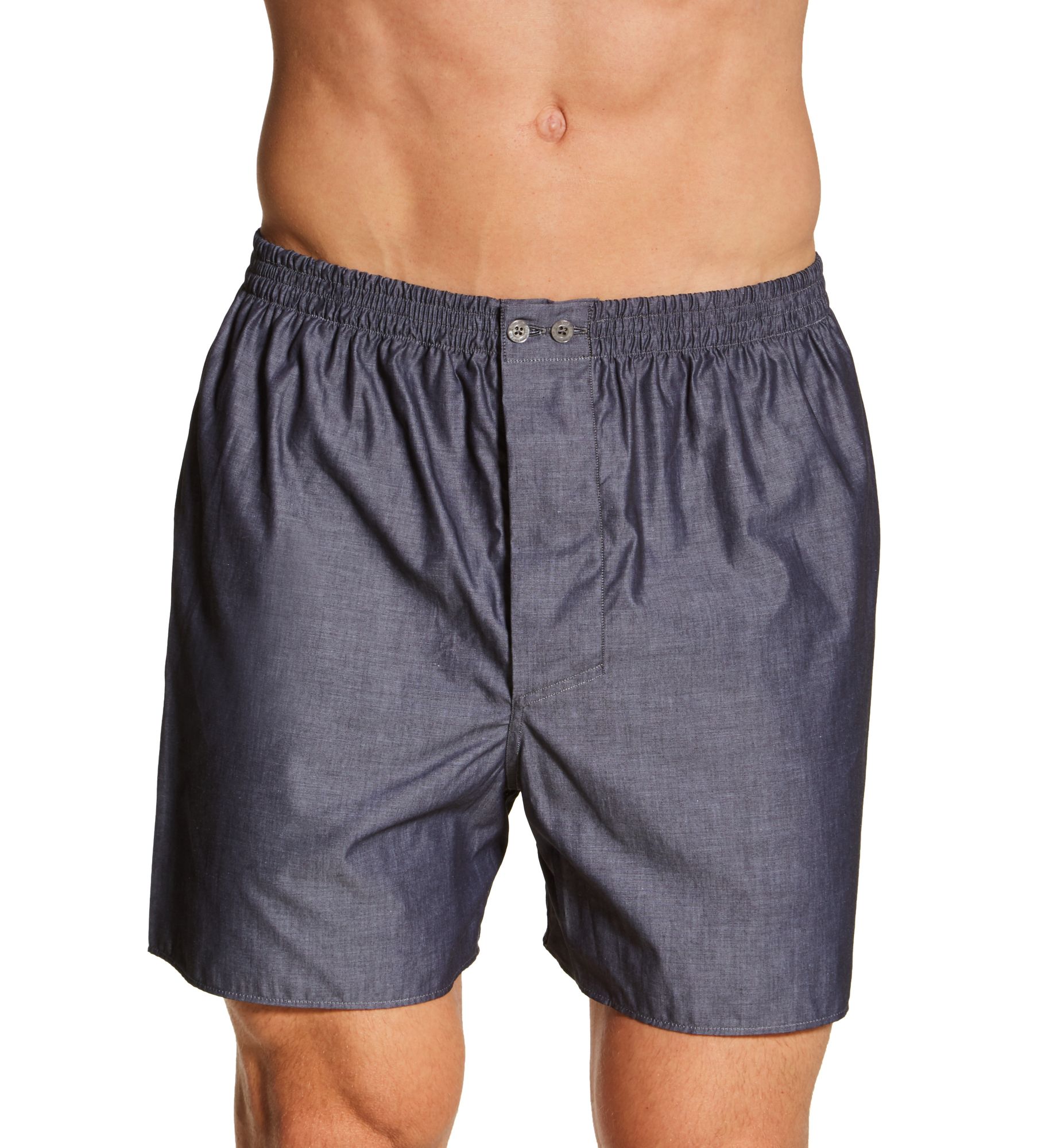 Cotton Woven Button Fly Boxer Dark Grey Melange L