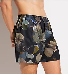 100% Cotton Sateen Print Boxer with Fly Florals Blue L