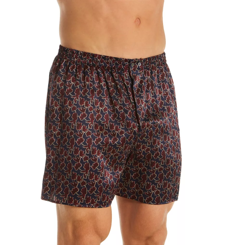 100% Silk Solid Boxers Leafs S