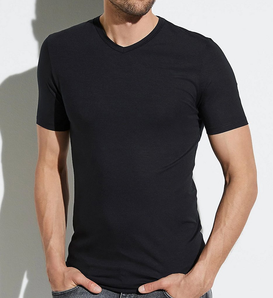 Zimmerli 7001346 Pureness V-Neck T-Shirt (Black)