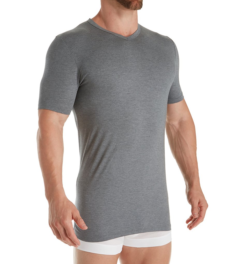 Zimmerli 7001346 Pureness V-Neck T-Shirt (Grey Melange)