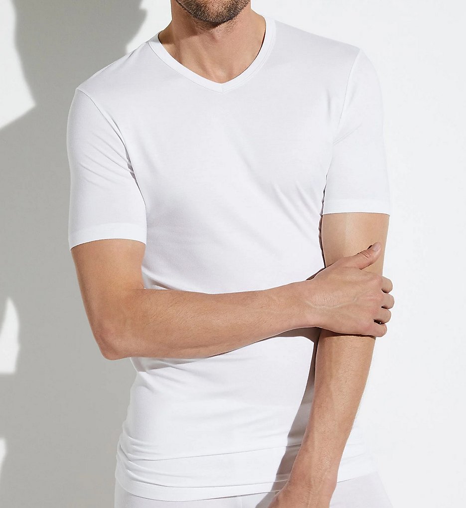 Zimmerli 7001346 Pureness V-Neck T-Shirt (White)