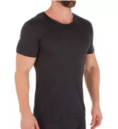 Wool & Silk Blend Crew Neck T-Shirt CHAR S