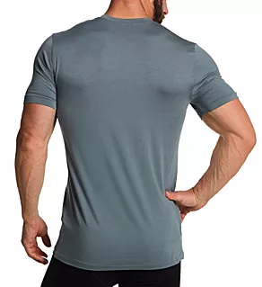 Cozy Comfort Short Sleeve Slim Fit Crew Shirt Steel Blue M