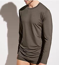 Cozy Comfort Long Sleeve Slim Fit Crew Shirt Cumin L
