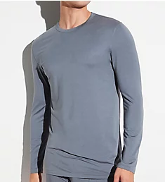 Cozy Comfort Long Sleeve Slim Fit Crew Shirt Steel Blue L
