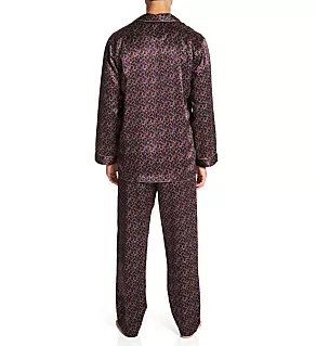 100% Silk Long Sleeve Pajama Set Leafs 2XL