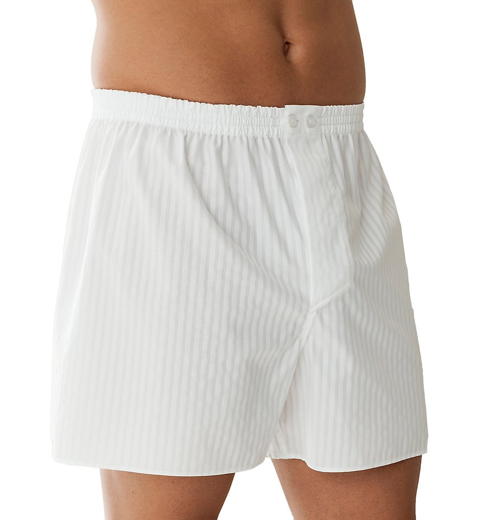 Zimmerli 8002 Cotton Woven Shadow Stripe Boxers (White)