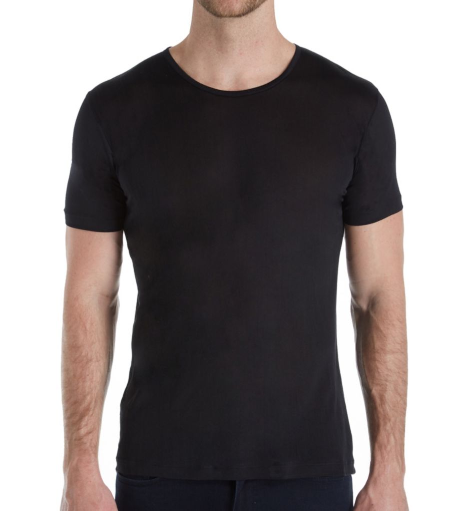 Raw Charmeuse Silk De Luxe Crew Neck T-Shirt-fs