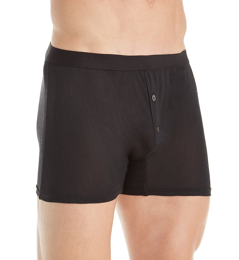 Zimmerli 8521408 Raw Charmeuse Silk De Luxe Open Fly Boxer Briefs (Black)