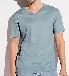 Sustainable Luxury Short Sleeve Crew Neck T-Shirt Blue Grey L